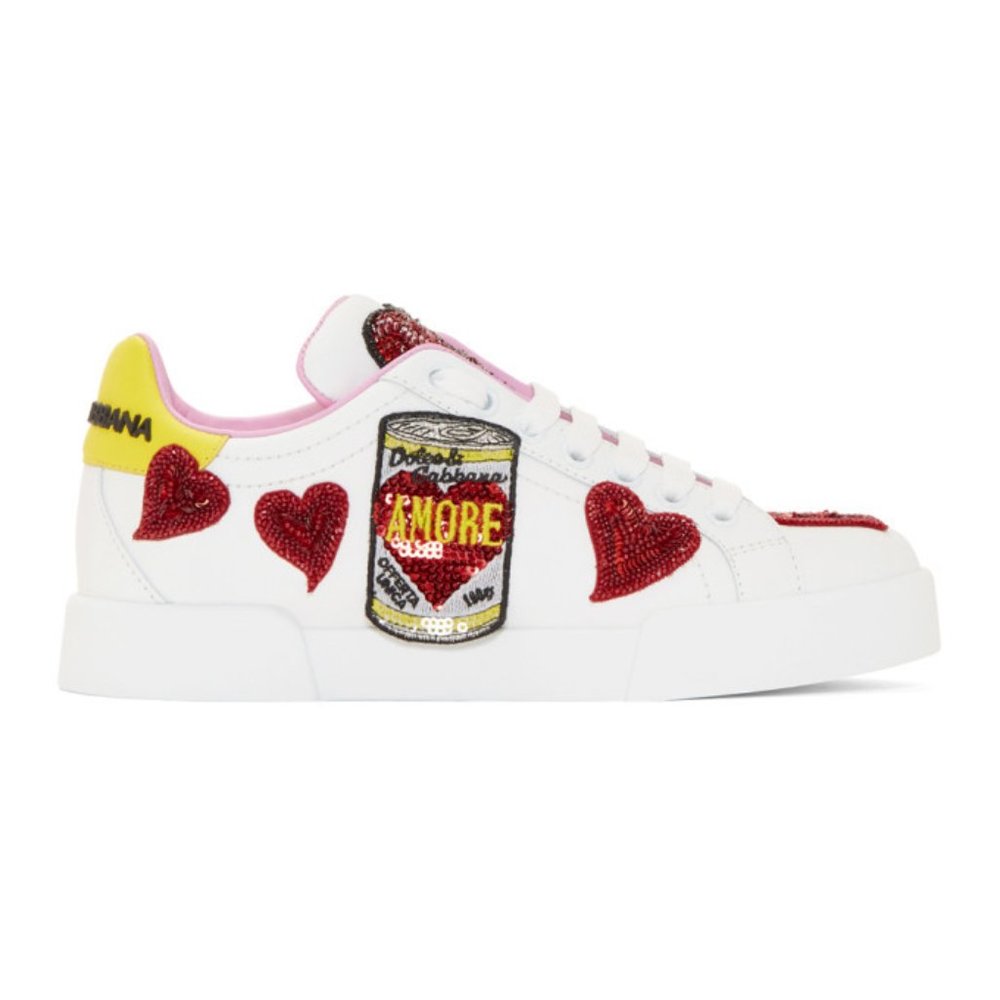 Dolce and Gabbana White Amore Energy Sneakers - SIZE 40